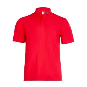 Red eco polo shirt front view