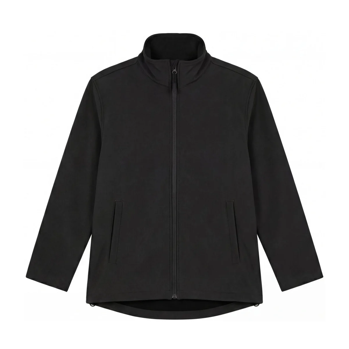 Black eco full zip softshell jacket front view