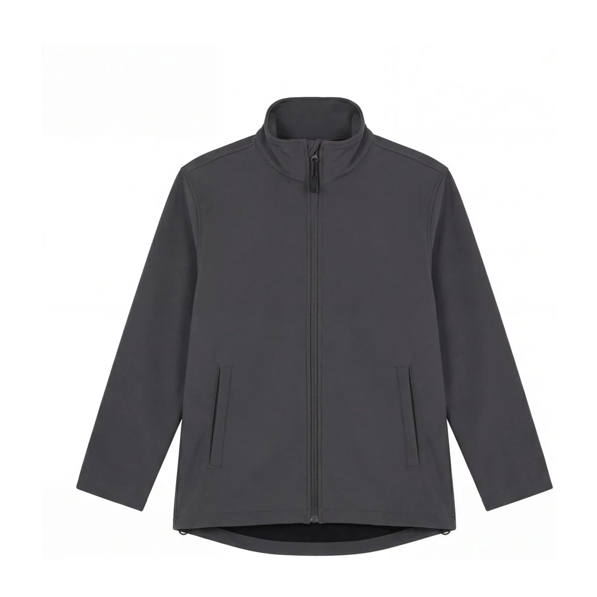 Charcoal eco full zip softshell jacket front view
