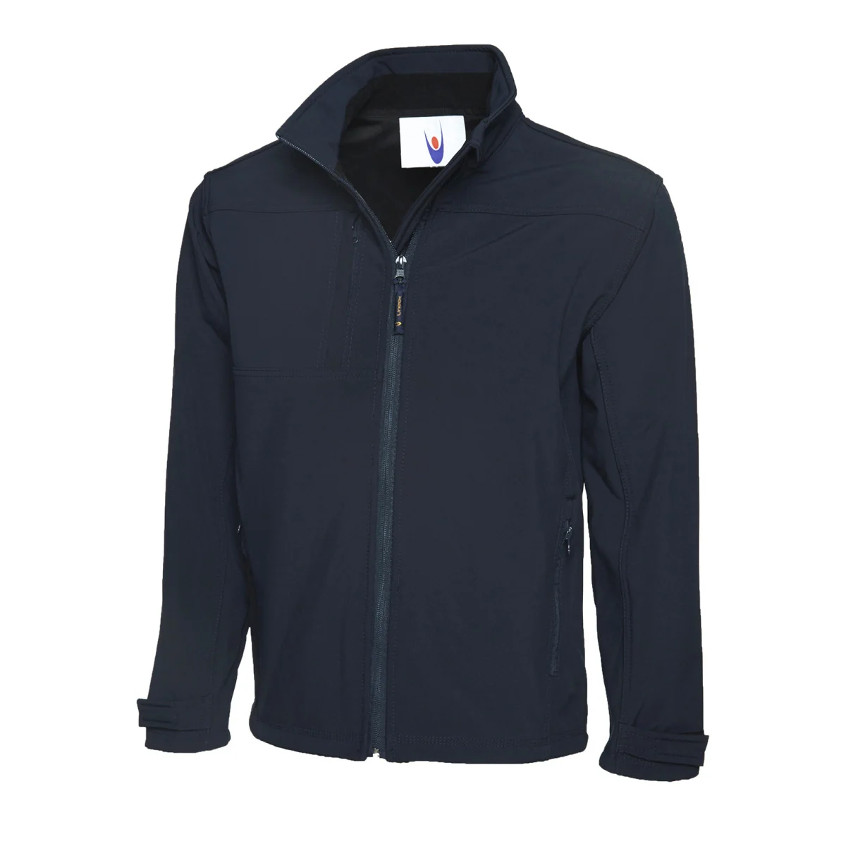 Navy deluxe full zip soft shell jacket front view