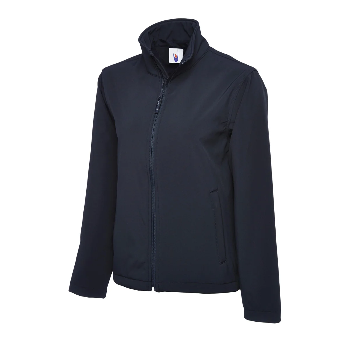 Navy classic full zip soft shell jacket front view